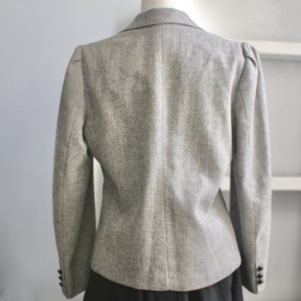 New Traditions Vinatge Gray Tweed Wool Tailored One-Button Blazer Size Small - Picture 3 of 6